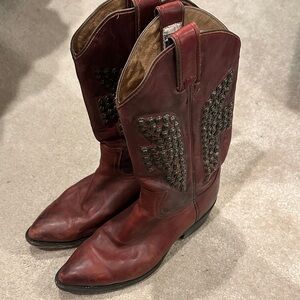 Frye Red and Tan Leather Boots